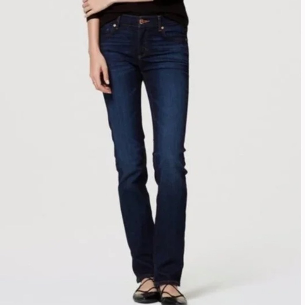Ann Taylor Loft Modern Straight Leg Jeans Dark Blue Size 24